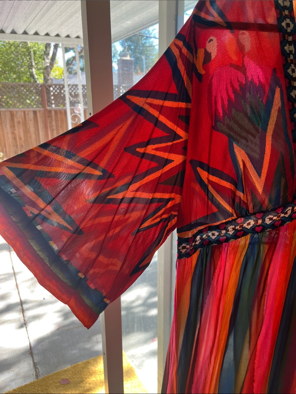 Farm Rio Bright Red & Multicolor Bohemian V-Neck Maxi Dress - Picture 4 of 15